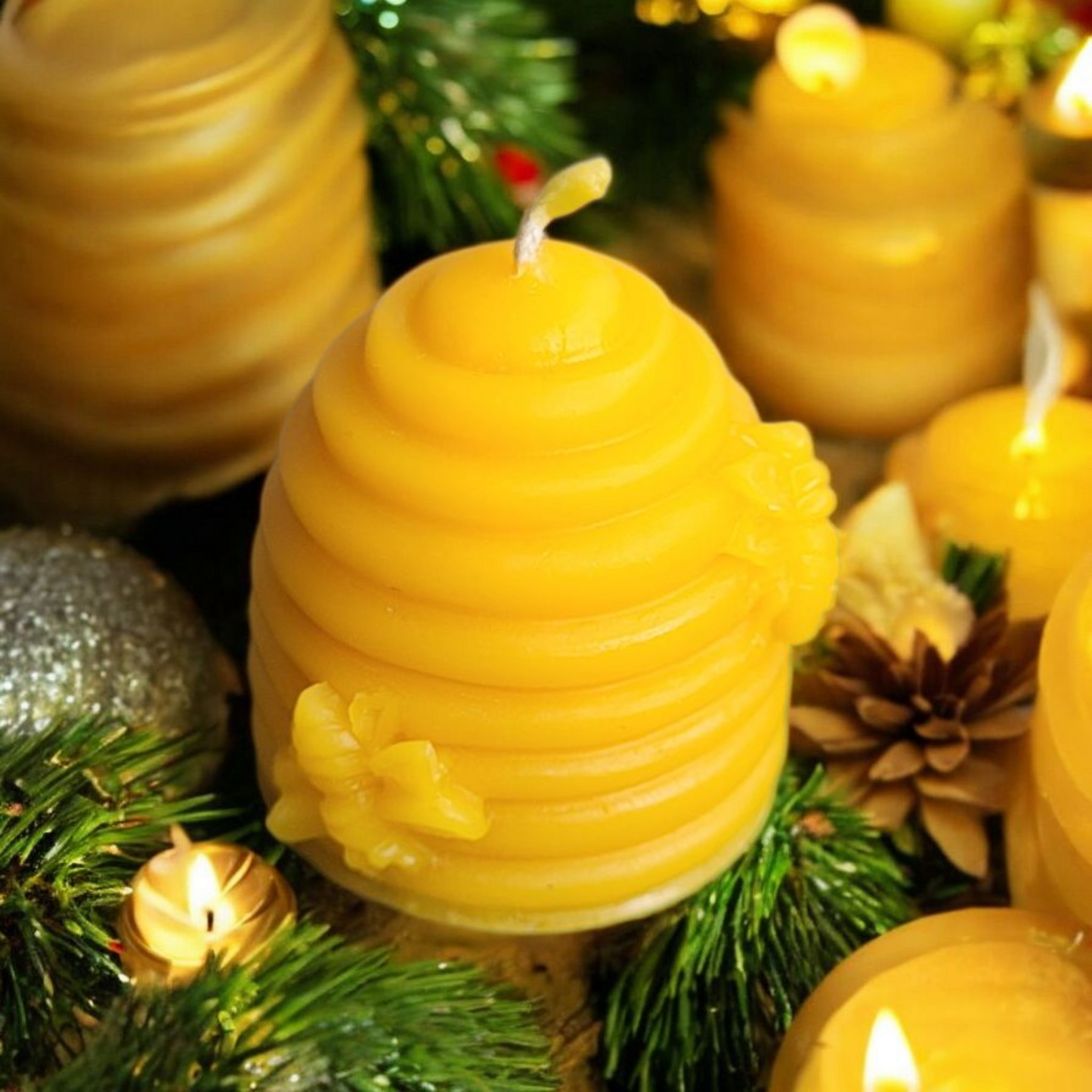 Bienenwachskerze kleiner Bienenkorb aus 100% Bienenwachs