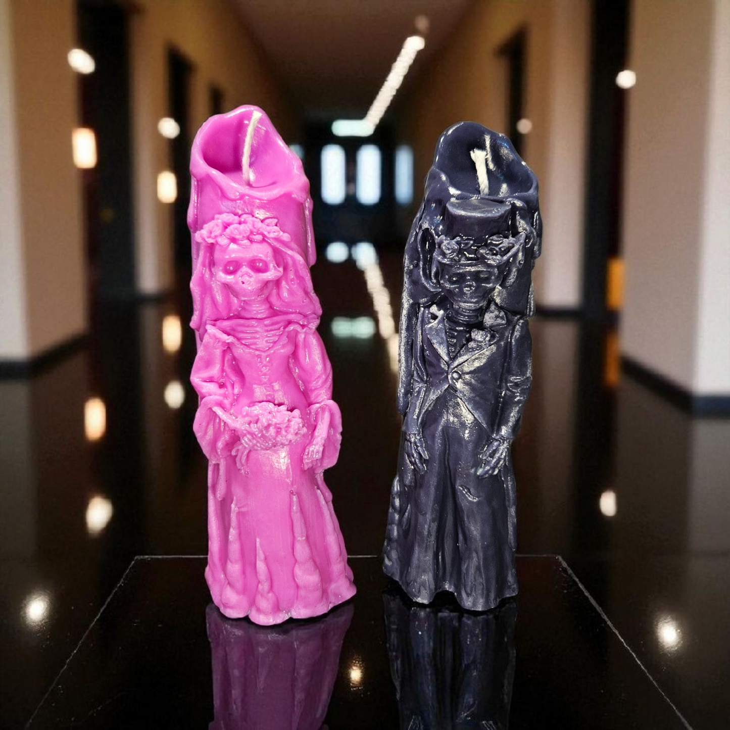 Rapswachskerze Skelettpaar aus 100% Rapswachs