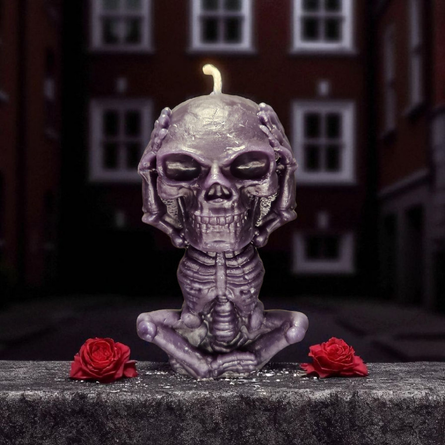 Bienenwachskerzen Skelett/Skull aus gebleichten Bienenwachs 3er Set