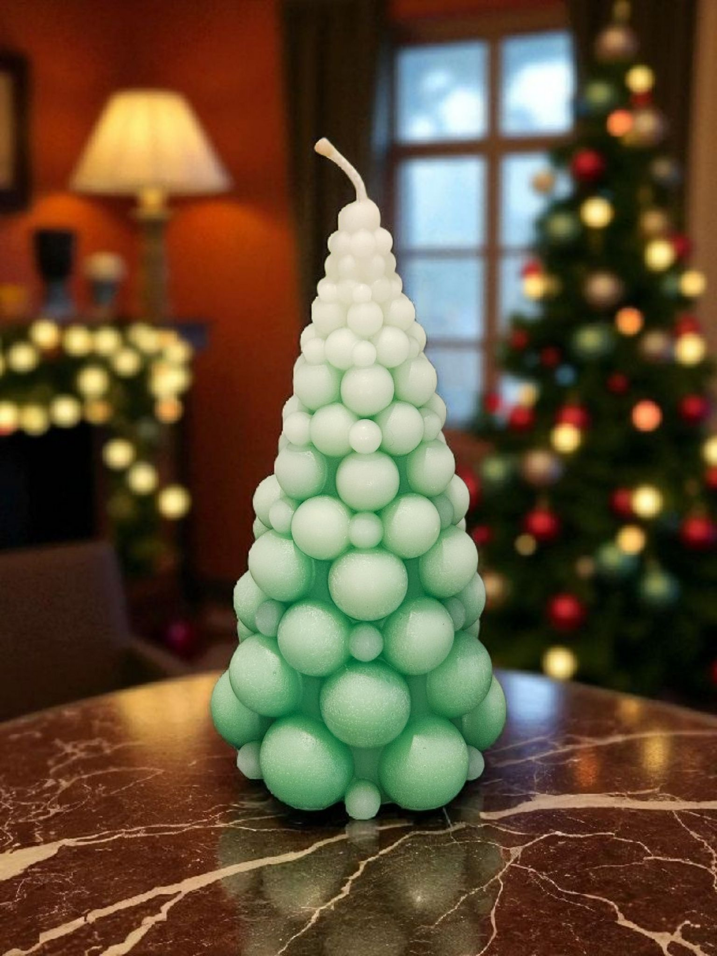 Bienenwachskerze Bubblebaum Grün/Weiß aus 100% gebleichten Bienenwachs