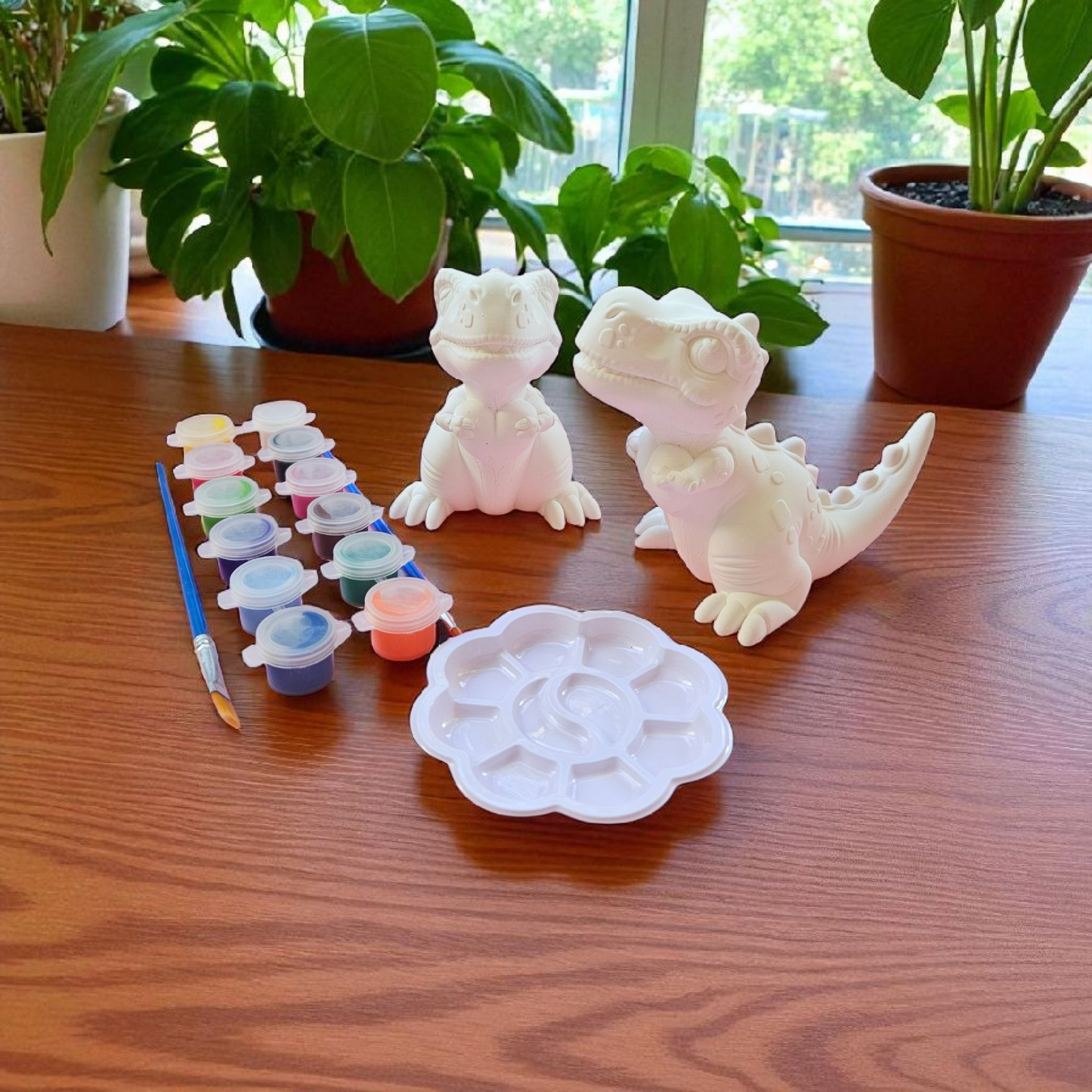 Raysin Dinosaurier mit 12 Aquarellfarben, Pinsel und Farbmischplatte