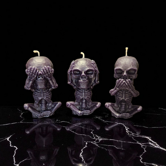 Bienenwachskerzen Skelett/Skull aus gebleichten Bienenwachs 3er Set