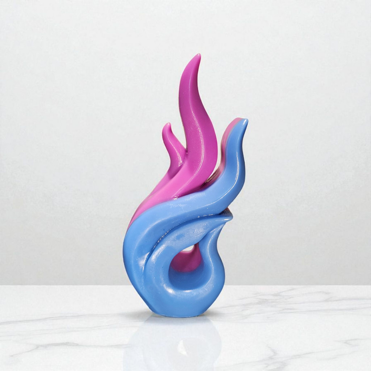 Rapswachs Dekoflamme Rosa/Blau lackiert