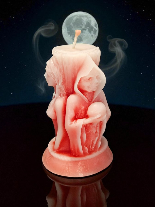 Bienenwachskerze Caneem Drei-Göttin Rot/Weiß aus 100% gebleichten Bienenwachs